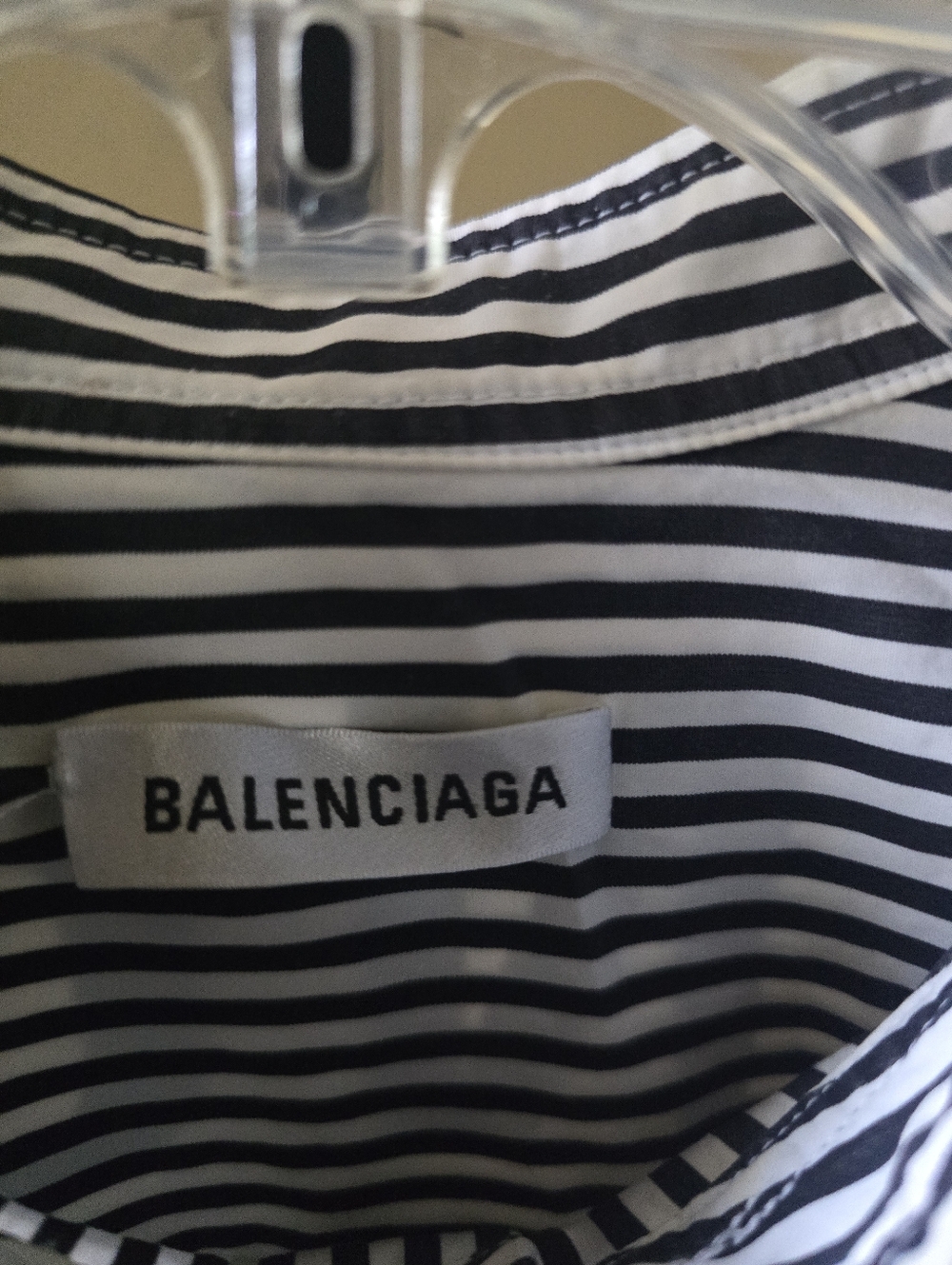 Balenciaga Black & White Striped Button-Down Shirt with Back Logo Size 32 - Picture 12 of 16